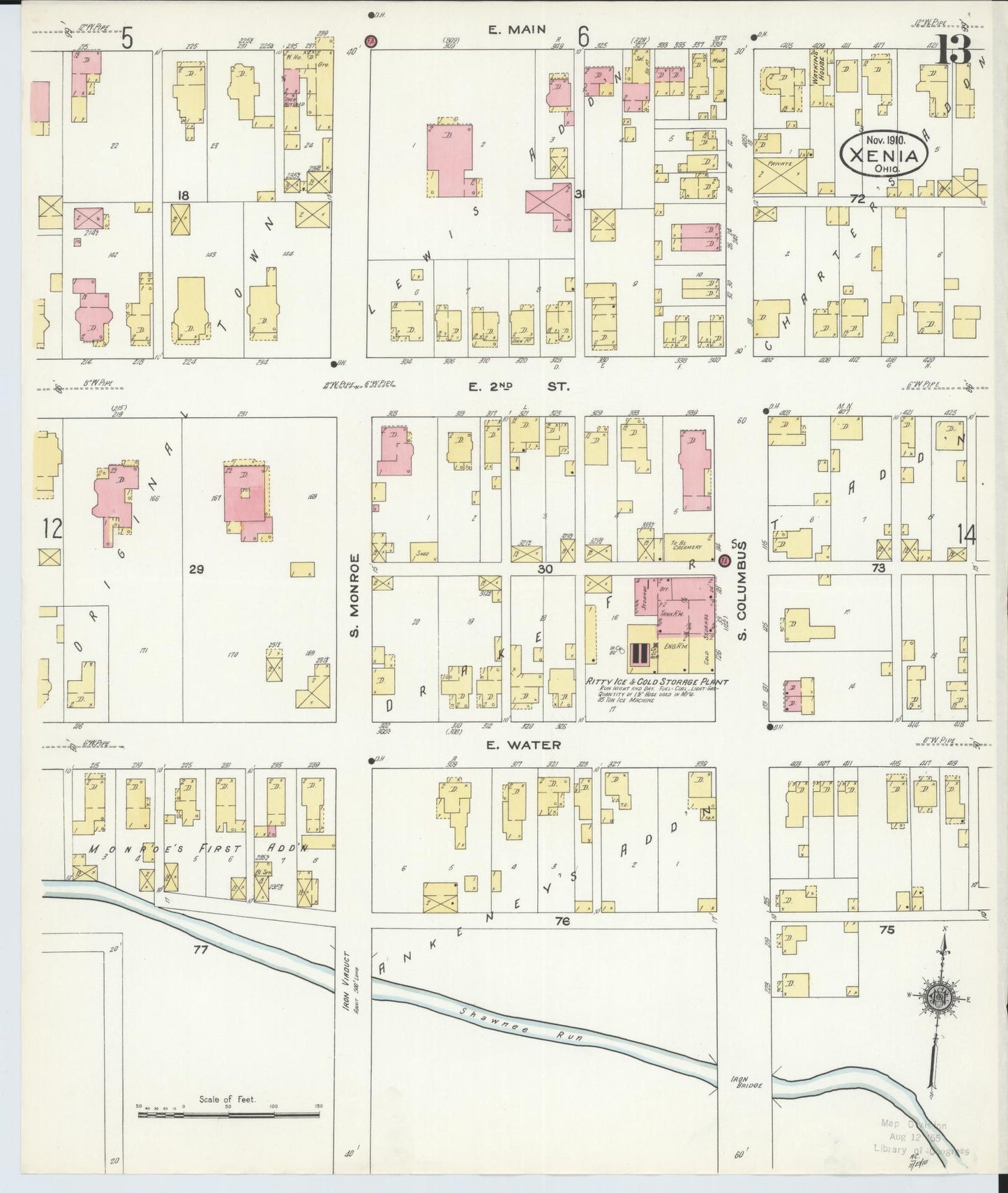 Sanborn Fire Insurance Map from Xenia, Greene County, Ohio (1910), Sheet #0013 - Complete Map Set gallery image, historic Sanborn map, vintage wall art, Ohio Ohio