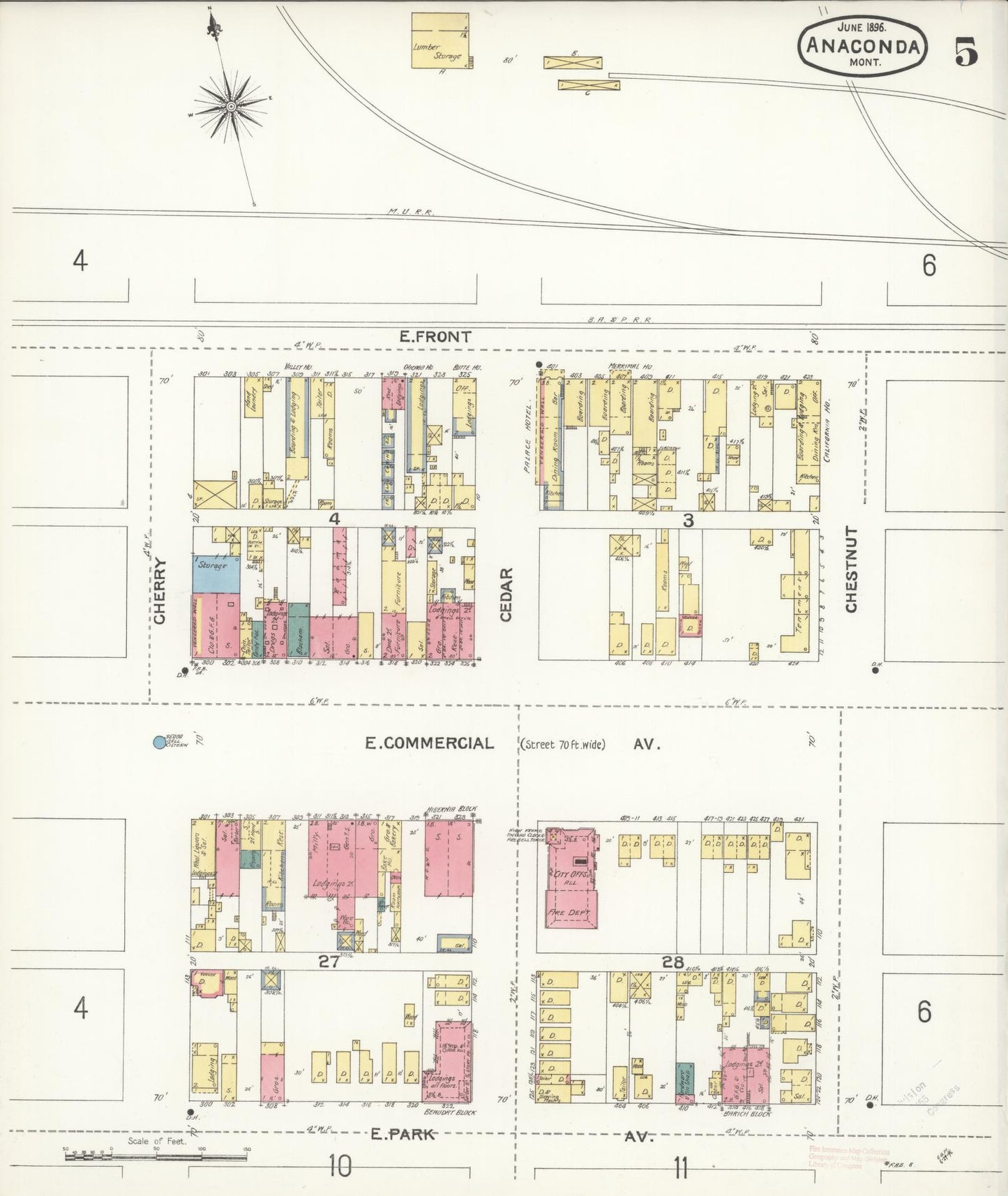 Sanborn Fire Insurance Map from Anaconda, Deer Lodge County, Montana (1896), Sheet #0005 - Complete Map Set gallery image, historic Sanborn map, vintage wall art, Montana Montana