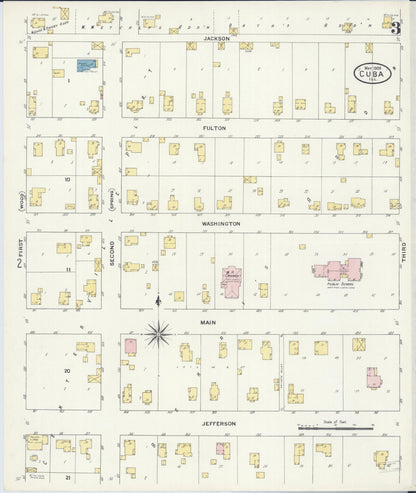 Sanborn Fire Insurance Map from Cuba, Fulton County, Illinois (1909), Sheet #0003 - Historic Sanborn Fire Insurance Map Print, vintage old map wall art, antique decor, genealogy gift, Illinois Illinois map