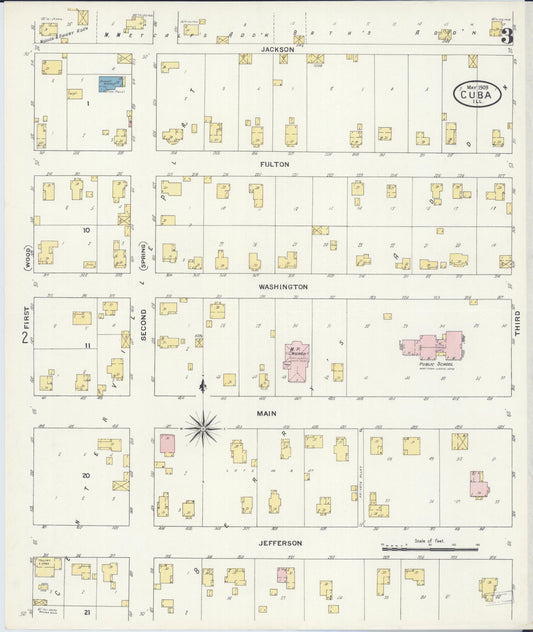Sanborn Fire Insurance Map from Cuba, Fulton County, Illinois (1909), Sheet #0003 - Historic Sanborn Fire Insurance Map Print, vintage old map wall art, antique decor, genealogy gift, Illinois Illinois map