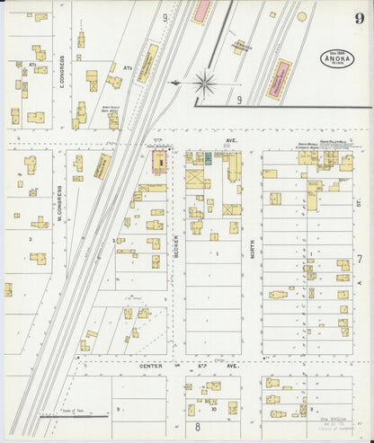 Sanborn Fire Insurance Map from Anoka, Anoka County, Minnesota (1904), Sheet #0009 - Complete Map Set gallery image, historic Sanborn map, vintage wall art, Minnesota Minnesota