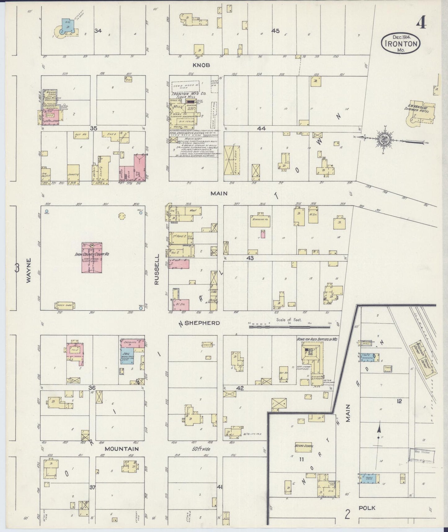 Sanborn Fire Insurance Map from Ironton, Iron County, Missouri (1914), Sheet #0004 - Complete Map Set gallery image, historic Sanborn map, vintage wall art, Missouri Missouri