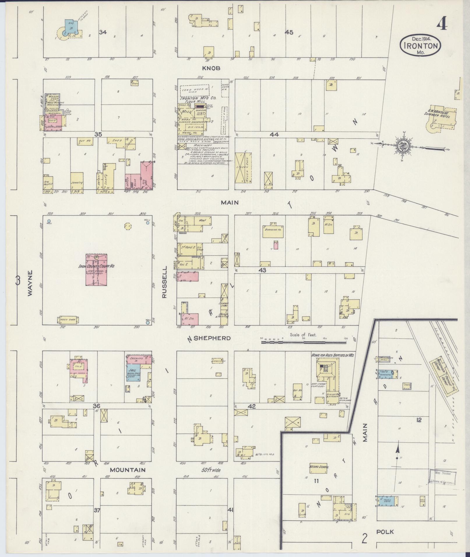 Sanborn Fire Insurance Map from Ironton, Iron County, Missouri (1914), Sheet #0004 - Complete Map Set gallery image, historic Sanborn map, vintage wall art, Missouri Missouri