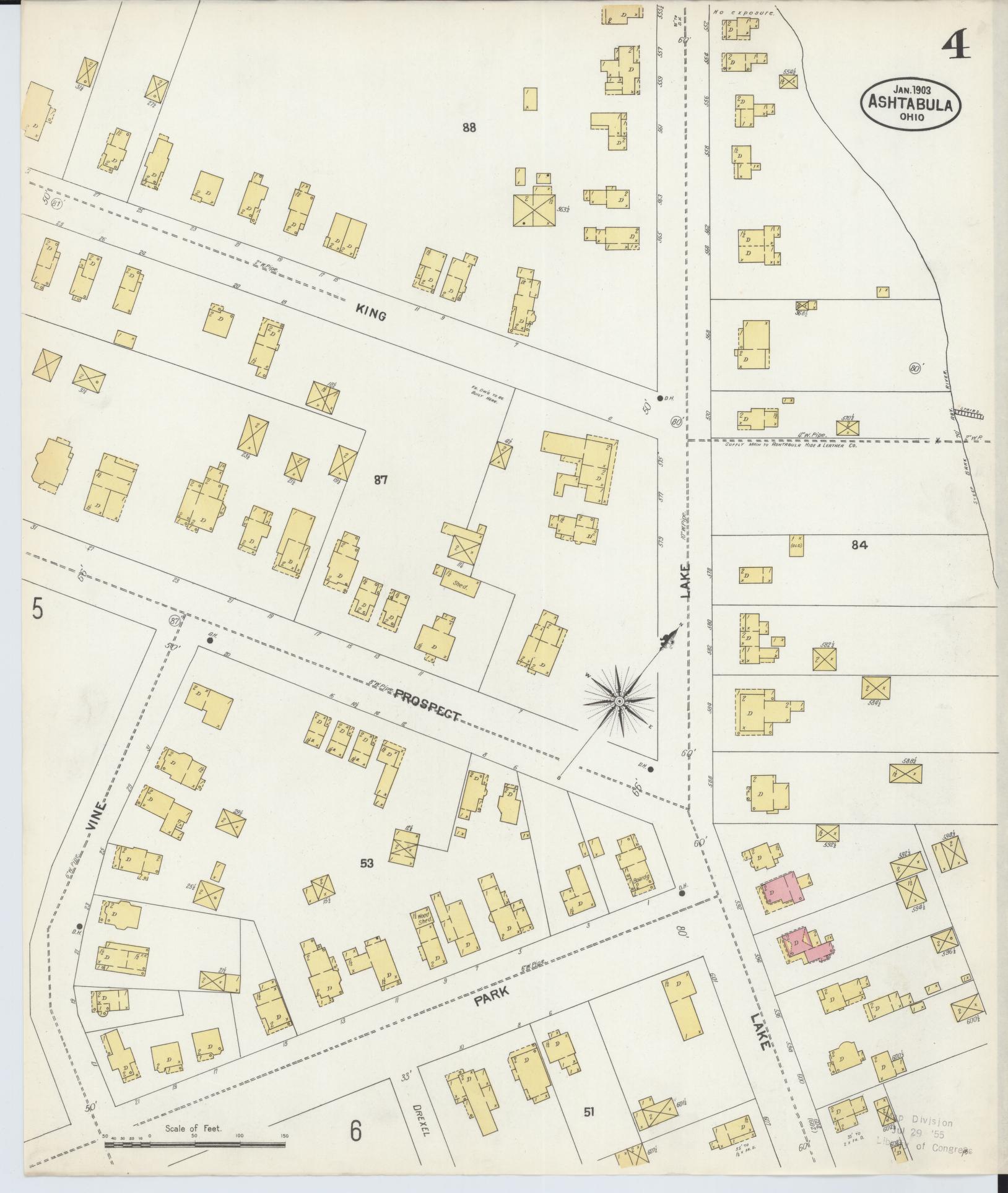 Sanborn Fire Insurance Map from Ashtabula, Ashtabula County, Ohio (1903), Sheet #0004 - Complete Map Set gallery image, historic Sanborn map, vintage wall art, Ohio Ohio