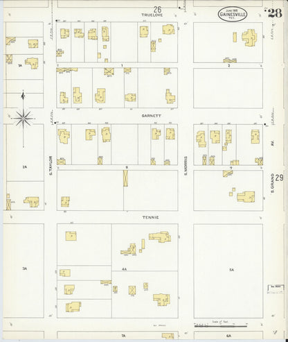 Sanborn Fire Insurance Map from Gainesville, Cooke County, Texas (1908), Sheet #0028 - Historic Sanborn Fire Insurance Map Print, vintage old map wall art, antique decor, genealogy gift, Texas Texas map