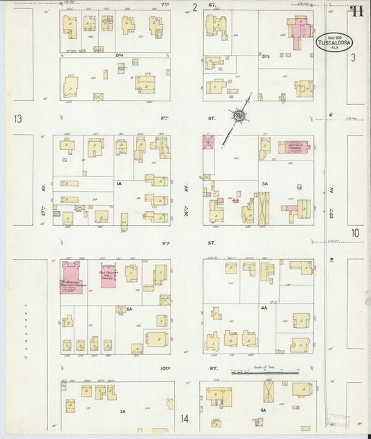 Sanborn Fire Insurance Map from Tuscaloosa, Tuscaloosa County, Alabama (1910), Sheet #0011 - Historic Sanborn Fire Insurance Map Print, vintage old map wall art, antique decor, genealogy gift, Alabama Alabama map