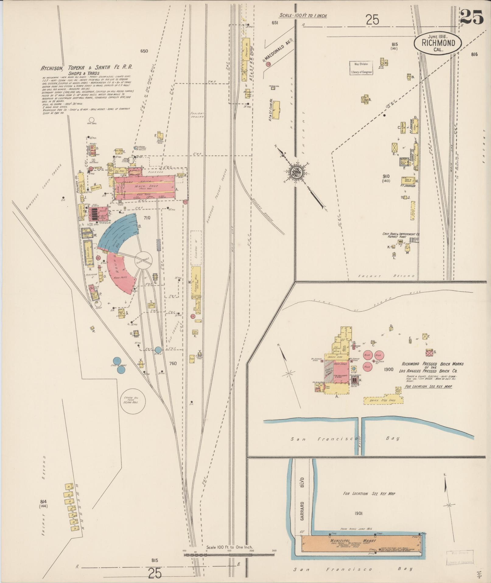 Sanborn Fire Insurance Map from Richmond, Contra Costa County, California (1916), Sheet #0025 - Complete Map Set gallery image, historic Sanborn map, vintage wall art, California California