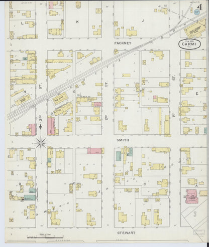 Sanborn Fire Insurance Map from Carmi, White County, Illinois (1893), Sheet #0004 - Complete Map Set gallery image, historic Sanborn map, vintage wall art, Illinois Illinois