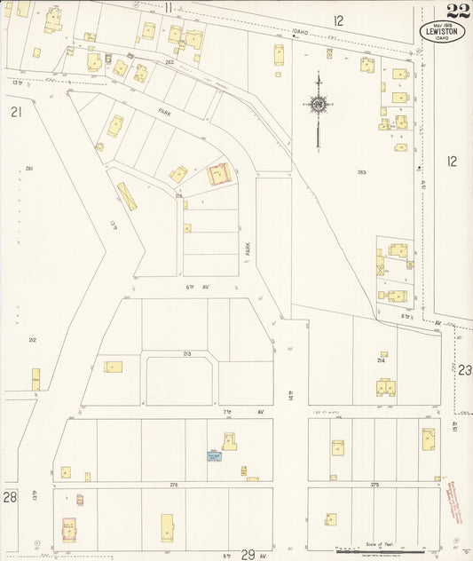 Sanborn Fire Insurance Map from Lewiston, Nez Perce County, Idaho (1918), Sheet #0022 - Historic Sanborn Fire Insurance Map Print, vintage old map wall art, antique decor, genealogy gift, Idaho Idaho map