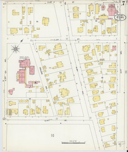 Sanborn Fire Insurance Map from Rome, Floyd County, Georgia (1903), Sheet #0007 - Historic Sanborn Fire Insurance Map Print, vintage old map wall art, antique decor, genealogy gift, Georgia Georgia map