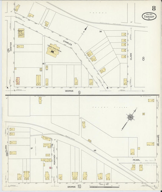 Sanborn Fire Insurance Map from Throop, Lackawanna County, Pennsylvania (1912), Sheet #0008 - Historic Sanborn Fire Insurance Map Print, vintage old map wall art, antique decor, genealogy gift, Pennsylvania Pennsylvania map