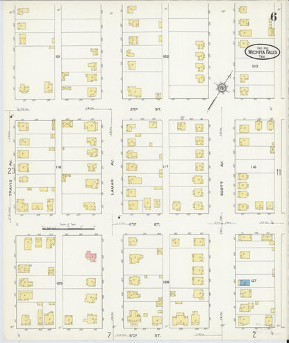 Sanborn Fire Insurance Map from Wichita Falls, Wichita County, Texas (1915), Sheet #0006 - Complete Map Set gallery image, historic Sanborn map, vintage wall art, Texas Texas