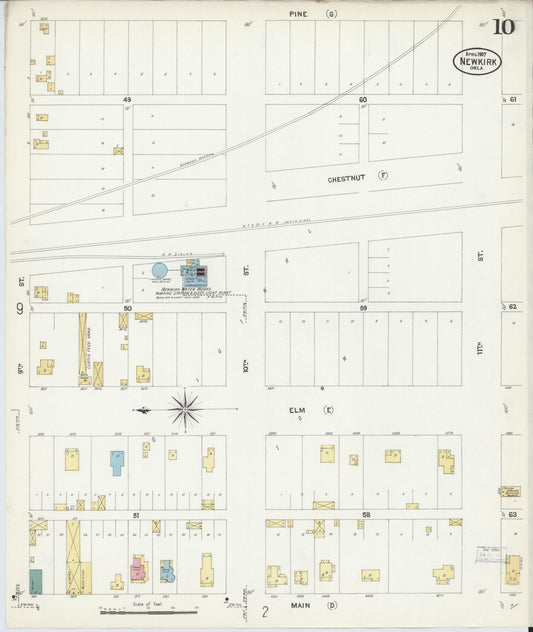 Sanborn Fire Insurance Map from Newkirk, Kay County, Oklahoma (1907), Sheet #0010 - Historic Sanborn Fire Insurance Map Print, vintage old map wall art, antique decor, genealogy gift, Oklahoma Oklahoma map