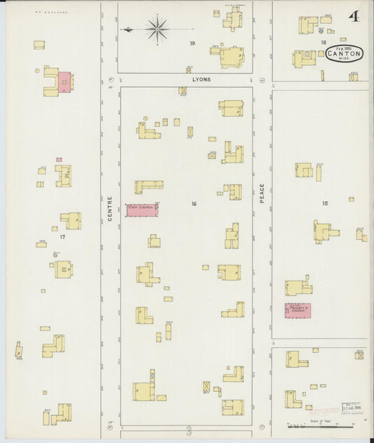 Sanborn Fire Insurance Map from Canton, Madison County, Mississippi (1895), Sheet #0004 - Historic Sanborn Fire Insurance Map Print, vintage old map wall art, antique decor, genealogy gift, Mississippi Mississippi map