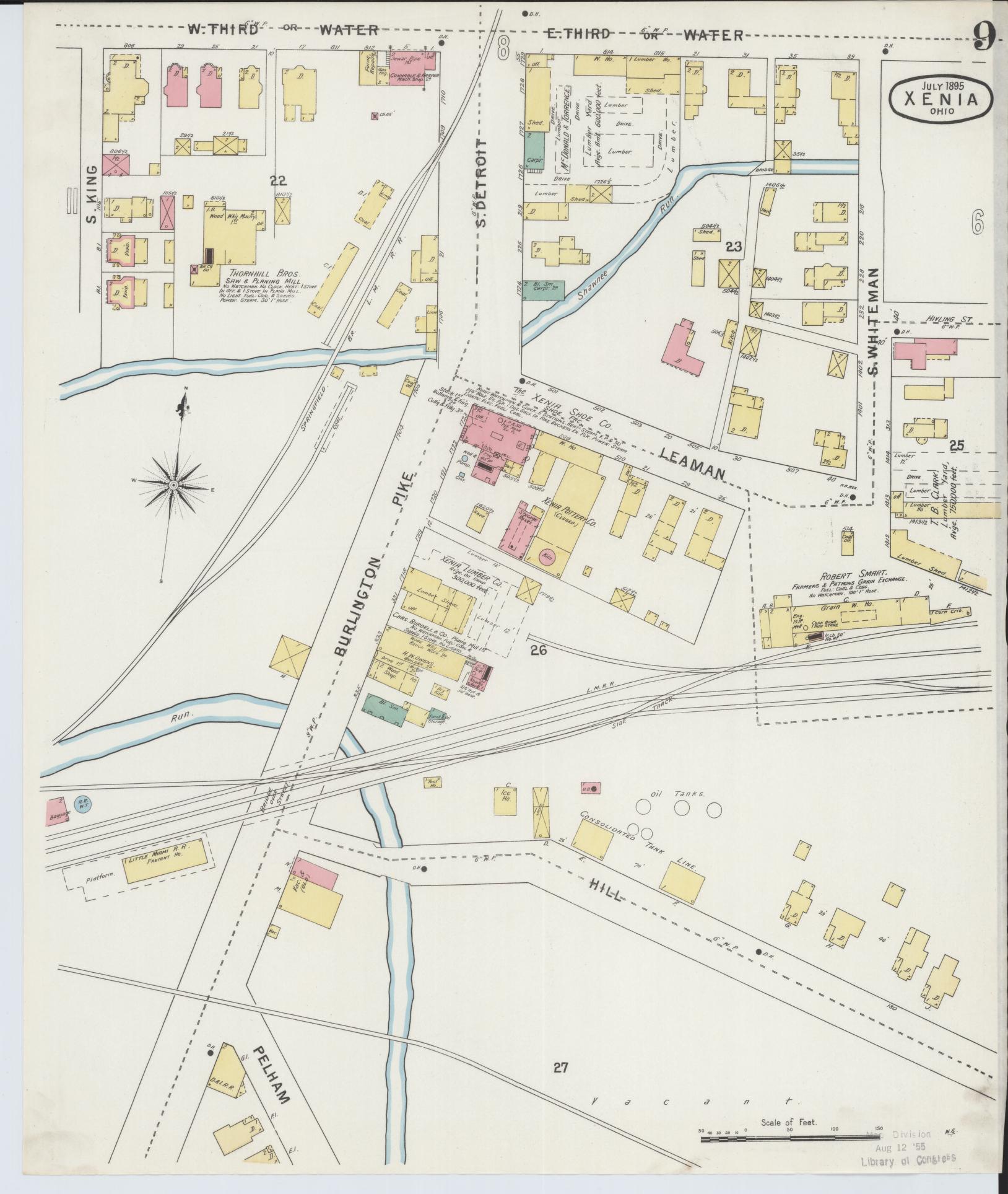 Sanborn Fire Insurance Map from Xenia, Greene County, Ohio (1895), Sheet #0009 - Complete Map Set gallery image, historic Sanborn map, vintage wall art, Ohio Ohio