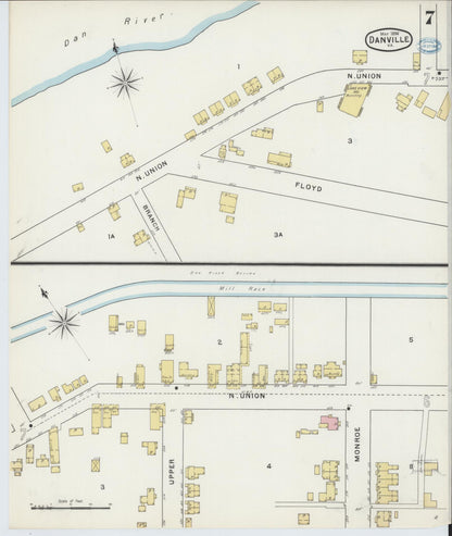 Sanborn Fire Insurance Map from Danville, Independent Cities, Virginia (1894), Sheet #0007 - Complete Map Set gallery image, historic Sanborn map, vintage wall art, Virginia Virginia