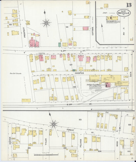 Sanborn Fire Insurance Map from Maysville, Mason County, Kentucky (1901), Sheet #0013 - Historic Sanborn Fire Insurance Map Print, vintage old map wall art, antique decor, genealogy gift, Kentucky Kentucky map