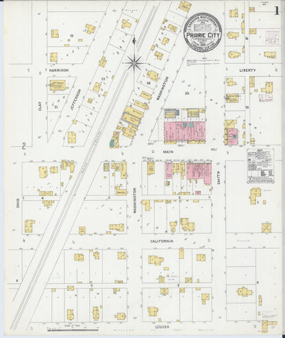Sanborn Fire Insurance Map from Prairie City, Mcdonough County, Illinois (1906), Sheet #0001 - Historic Sanborn Fire Insurance Map Print, vintage old map wall art, antique decor, genealogy gift, Illinois Illinois map