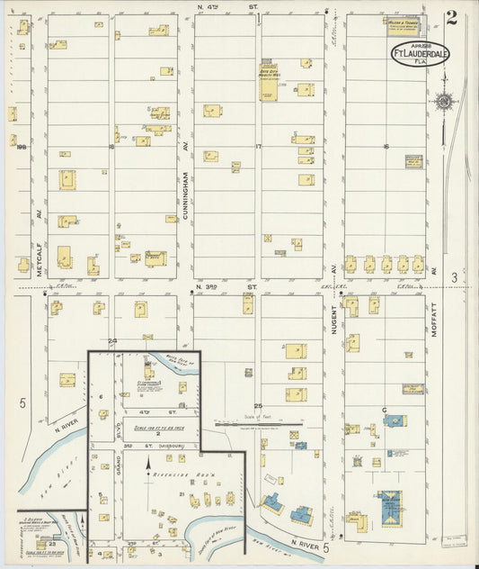 Sanborn Fire Insurance Map from Fort Lauderdale, Broward County, Florida (1918), Sheet #0002 - Historic Sanborn Fire Insurance Map Print, vintage old map wall art, antique decor, genealogy gift, Florida Florida map
