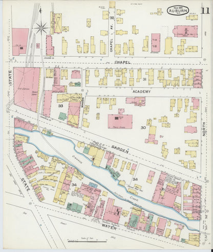 Sanborn Fire Insurance Map from Auburn, Cayuga County, New York (1892), Sheet #0011 - Complete Map Set gallery image, historic Sanborn map, vintage wall art, New York New York