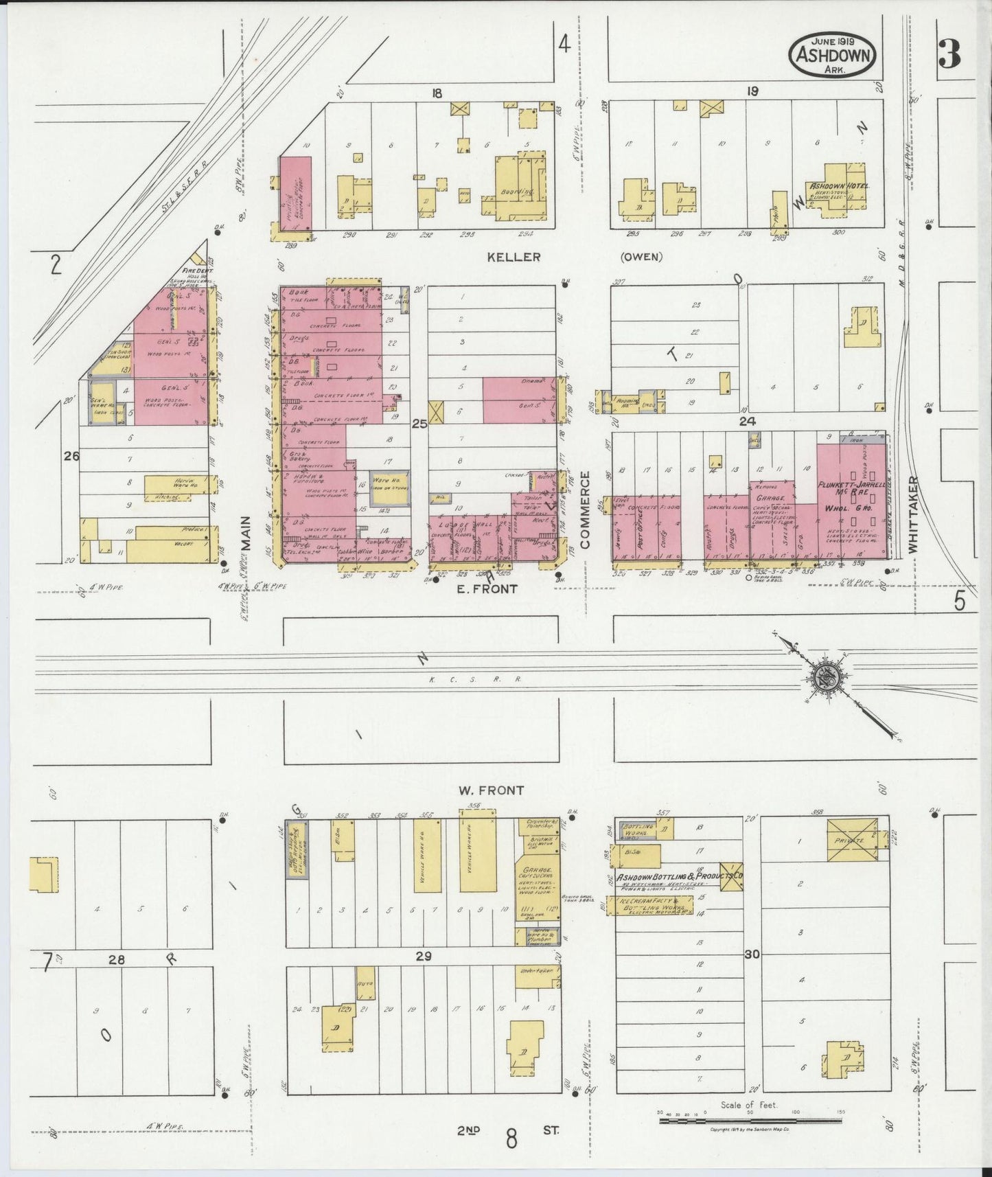 Sanborn Fire Insurance Map from Ashdown, Little River County, Arkansas (1919), Sheet #0003 - Historic Sanborn Fire Insurance Map Print, vintage old map wall art, antique decor, genealogy gift, Arkansas Arkansas map