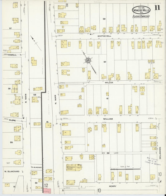 Sanborn Fire Insurance Map from Miners Mills, Luzerne County, Pennsylvania (1911), Sheet #0011 - Historic Sanborn Fire Insurance Map Print, vintage old map wall art, antique decor, genealogy gift, Pennsylvania Pennsylvania map