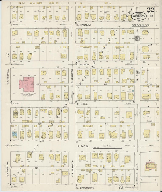 Sanborn Fire Insurance Map from Webb City, Jasper County, Missouri (1915), Sheet #0022 - Historic Sanborn Fire Insurance Map Print, vintage old map wall art, antique decor, genealogy gift, Missouri Missouri map