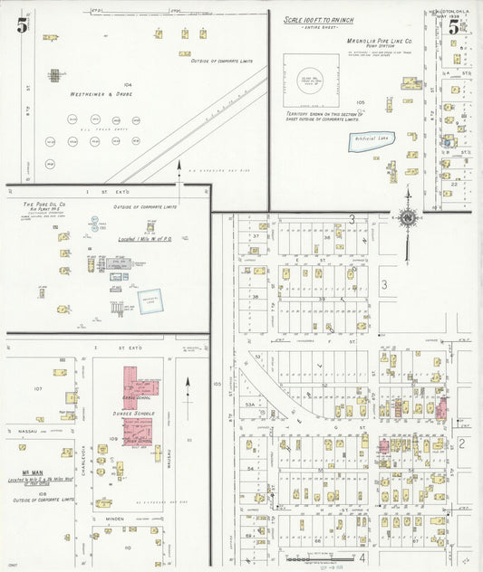 Sanborn Fire Insurance Map from Healdton, Carter County, Oklahoma (1939), Sheet #0005 - Historic Sanborn Fire Insurance Map Print, vintage old map wall art, antique decor, genealogy gift, Oklahoma Oklahoma map
