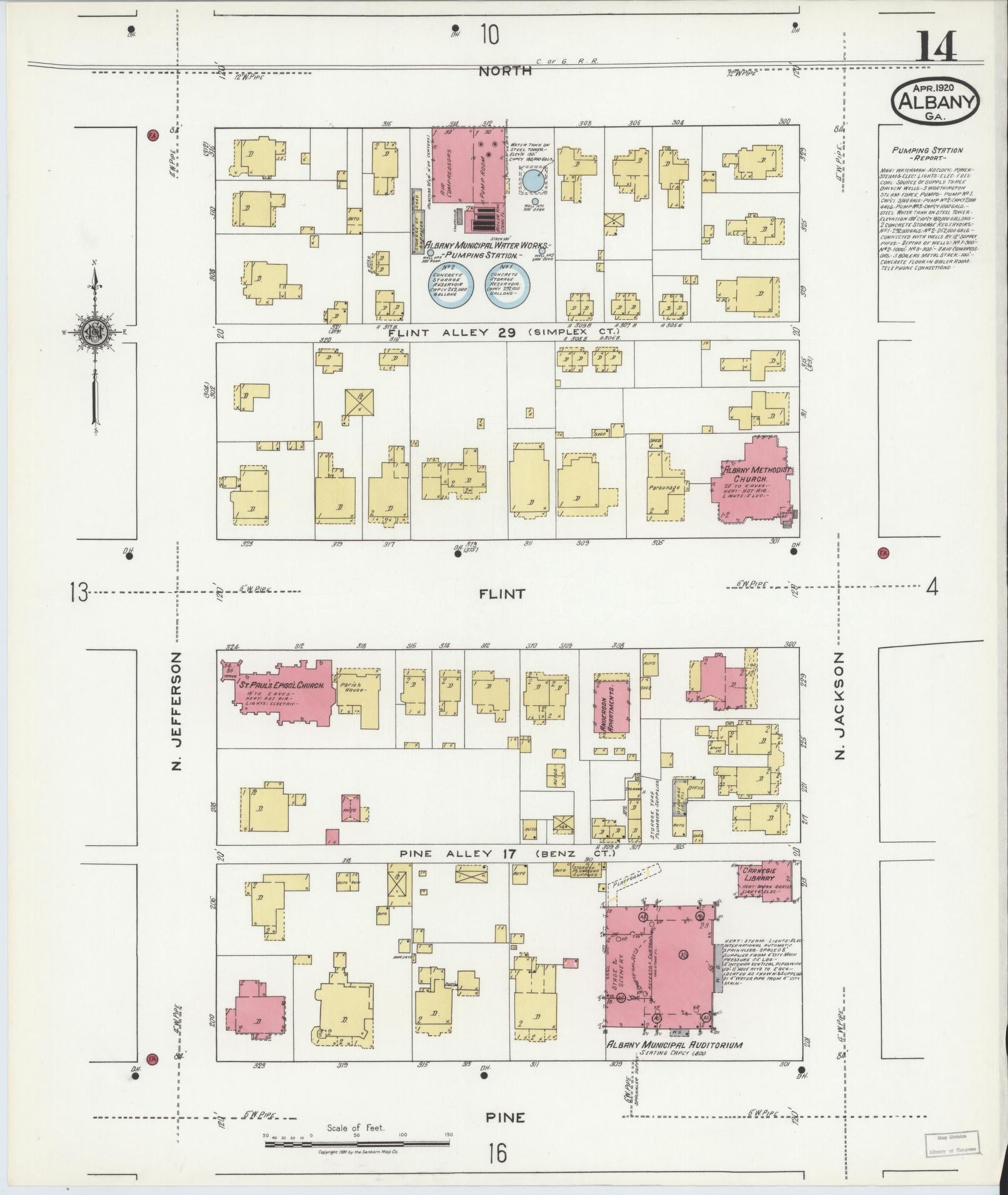 Sanborn Fire Insurance Map from Albany, Dougherty County, Georgia (1920), Sheet #0014 - Complete Map Set gallery image, historic Sanborn map, vintage wall art, Georgia Georgia