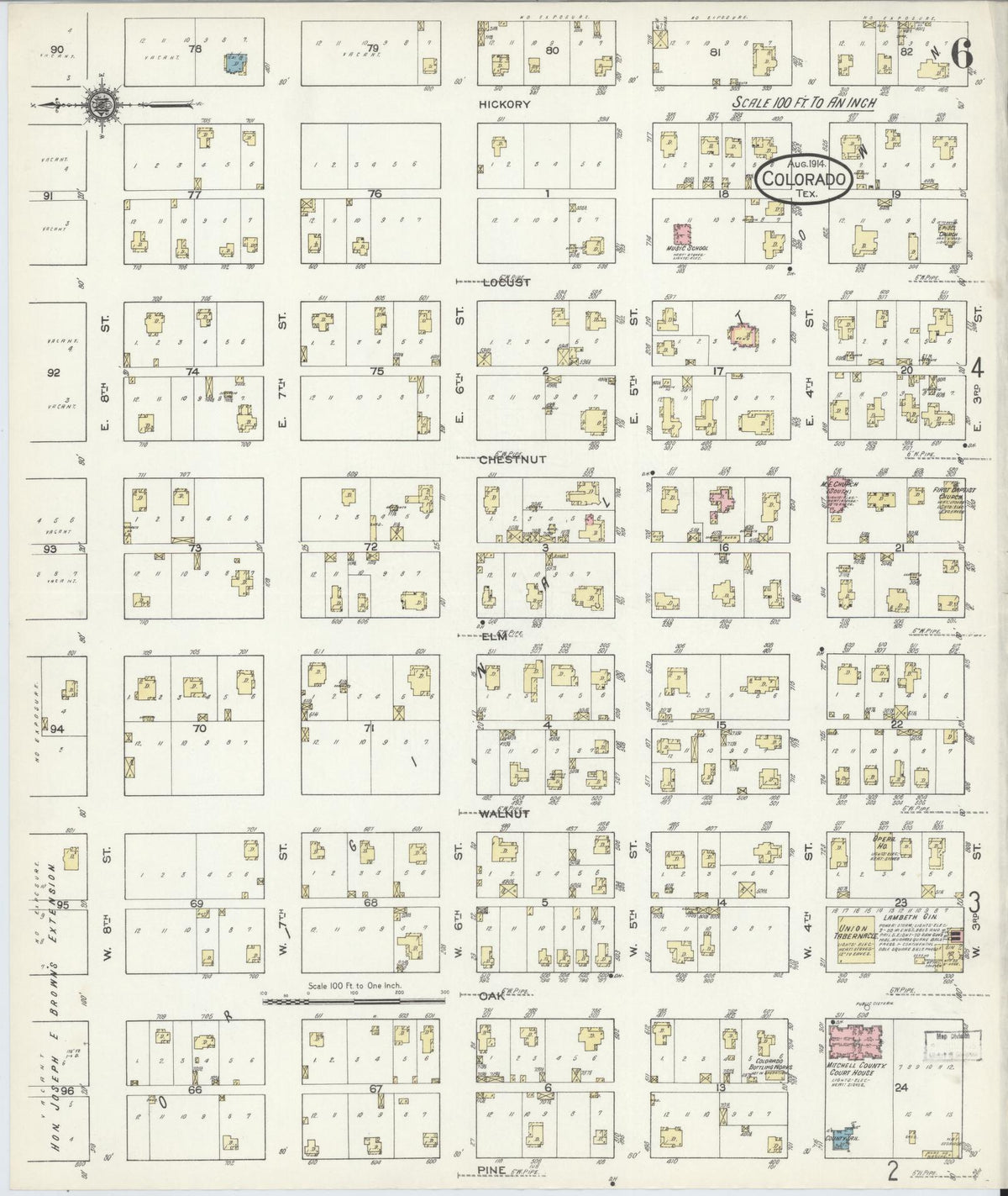 Sanborn Fire Insurance Map from Colorado, Mitchell County, Texas (1914), Sheet #0006 - Complete Map Set gallery image, historic Sanborn map, vintage wall art, Texas Texas