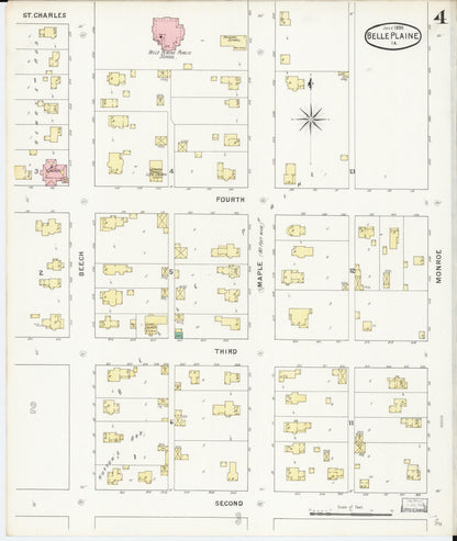 Sanborn Fire Insurance Map from Belle Plaine, Benton County, Iowa (1895), Sheet #0004 - Historic Sanborn Fire Insurance Map Print
