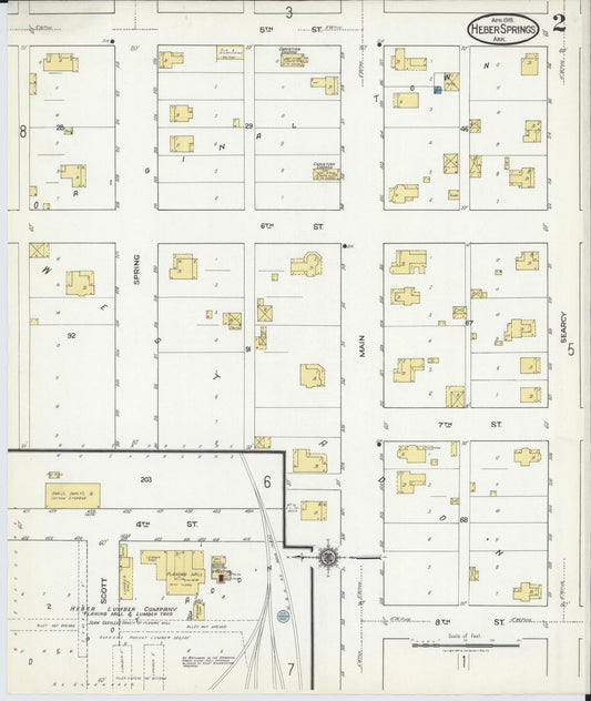 Sanborn Fire Insurance Map from Heber Springs, Cleburne County, Arkansas (1918), Sheet #0002 - Historic Sanborn Fire Insurance Map Print, vintage old map wall art, antique decor, genealogy gift, Arkansas Arkansas map