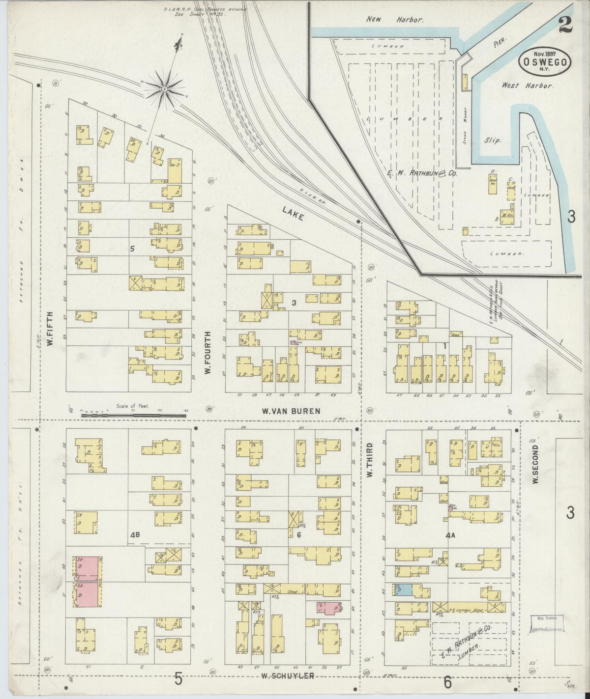 Sanborn Fire Insurance Map from Oswego, Oswego County, New York (1897), Sheet #0002 - Complete Map Set gallery image, historic Sanborn map, vintage wall art, New York New York