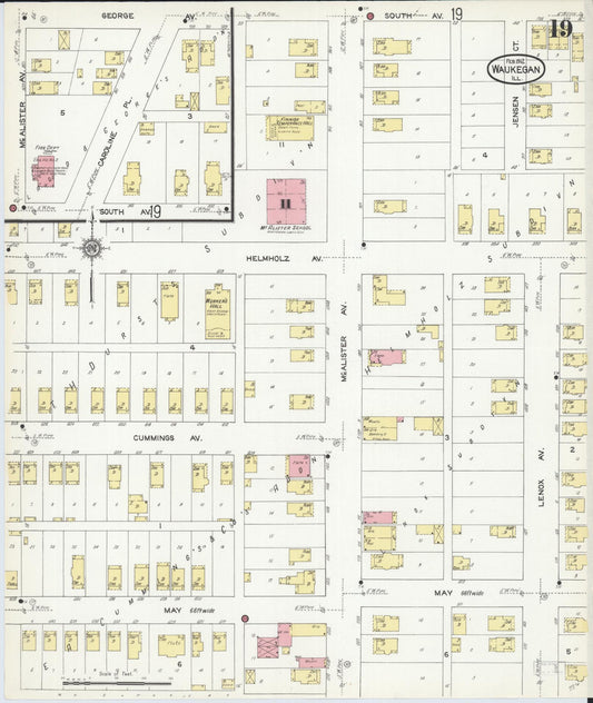 Sanborn Fire Insurance Map from Waukegan, Lake County, Illinois (1912), Sheet #0019 - Historic Sanborn Fire Insurance Map Print, vintage old map wall art, antique decor, genealogy gift, Illinois Illinois map