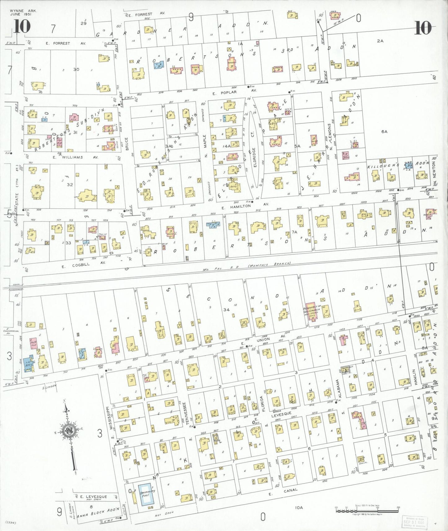 Sanborn Fire Insurance Map from Wynne, Cross County, Arkansas (1951), Sheet #0010 - Complete Map Set gallery image, historic Sanborn map, vintage wall art, Arkansas Arkansas