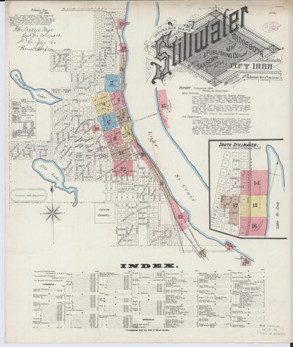 Sanborn Fire Insurance Map from Stillwater, Washington County, Minnesota (1888), Sheet #0001 - Historic Sanborn Fire Insurance Map Print, vintage old map wall art, antique decor, genealogy gift, Minnesota Minnesota map