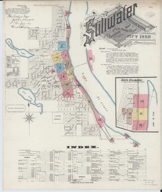 Sanborn Fire Insurance Map from Stillwater, Washington County, Minnesota (1888), Sheet #0001 - Historic Sanborn Fire Insurance Map Print, vintage old map wall art, antique decor, genealogy gift, Minnesota Minnesota map