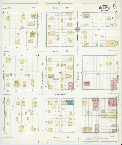 Sanborn Fire Insurance Map from Elk City, Beckham County, Oklahoma (1916), Sheet #0005 - Complete Map Set gallery image, historic Sanborn map, vintage wall art, Oklahoma Oklahoma