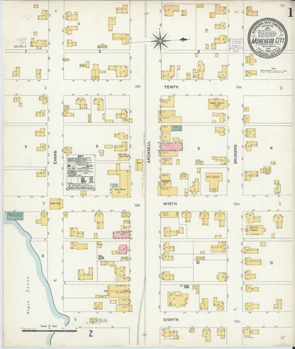 Sanborn Fire Insurance Map from Morehead City, Carteret County, North Carolina (1904), Sheet #0001 - Complete Map Set gallery image, historic Sanborn map, vintage wall art, North Carolina North Carolina