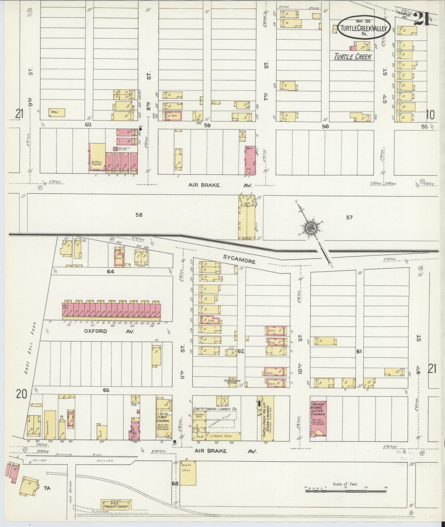 Sanborn Fire Insurance Map from Turtle Creek Valley, Allegheny County, Pennsylvania (1911), Sheet #0021 - Complete Map Set gallery image, historic Sanborn map, vintage wall art, Pennsylvania Pennsylvania