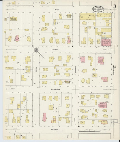 Sanborn Fire Insurance Map from Columbus, Columbia and Dodge County, Wisconsin (1915), Sheet #0003 - Historic Sanborn Fire Insurance Map Print, vintage old map wall art, antique decor, genealogy gift, Wisconsin Wisconsin map