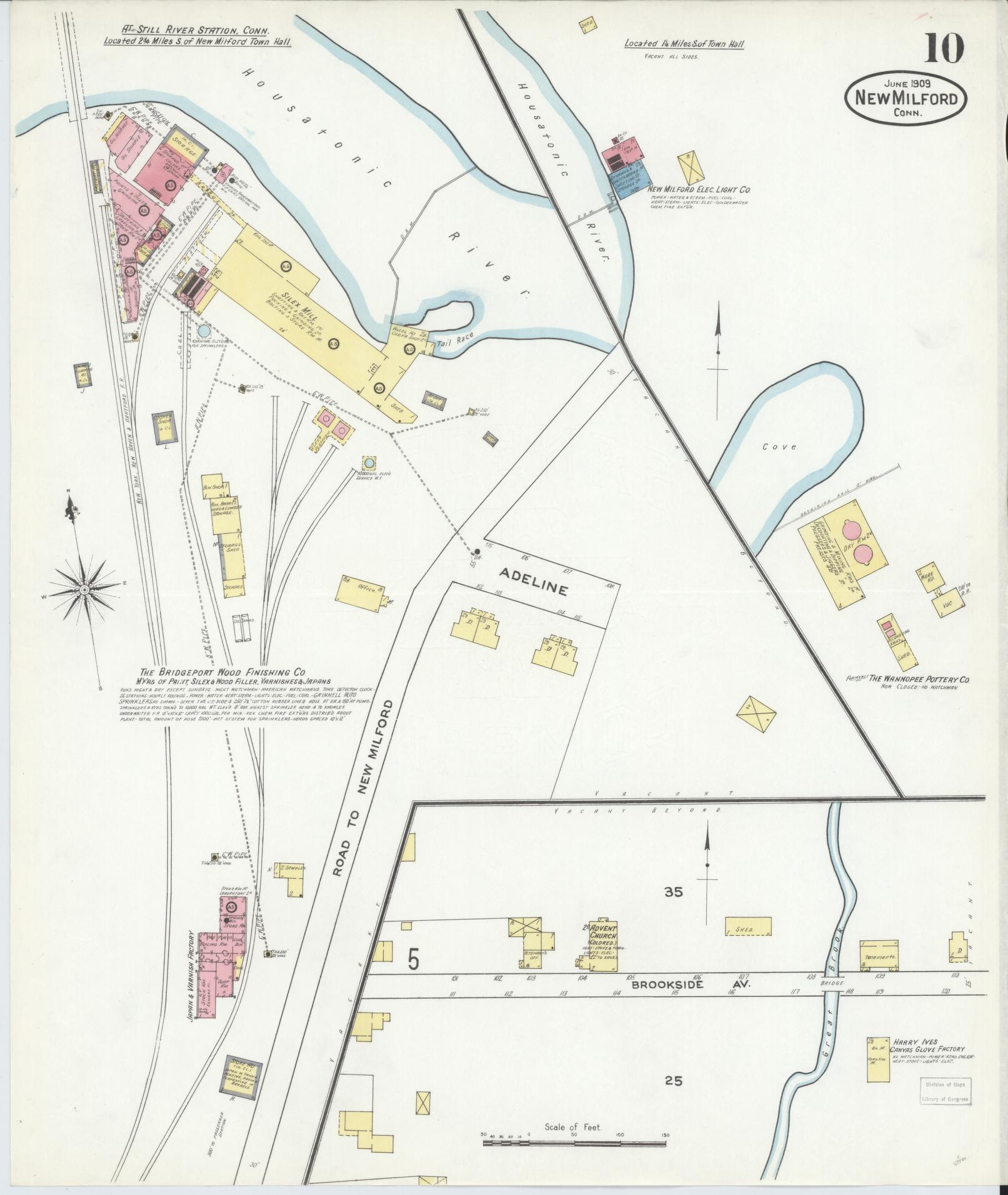 Sanborn Fire Insurance Map from New Milford, Litchfield County, Connecticut (1909), Sheet #0010 - Complete Map Set gallery image, historic Sanborn map, vintage wall art, Connecticut Connecticut