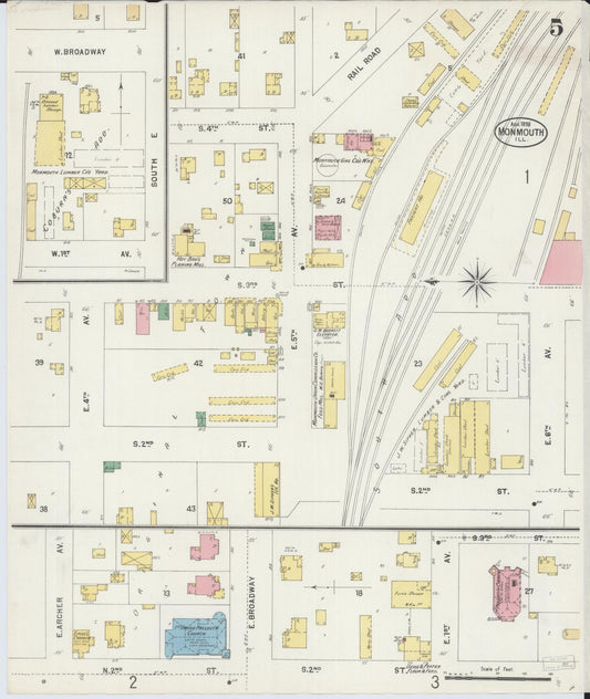 Sanborn Fire Insurance Map from Monmouth, Warren County, Illinois (1898), Sheet #0005 - Historic Sanborn Fire Insurance Map Print, vintage old map wall art, antique decor, genealogy gift, Illinois Illinois map