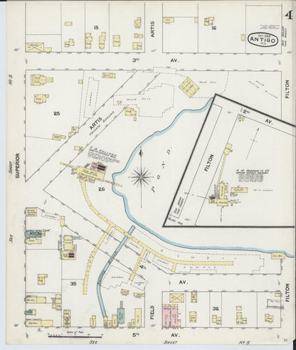 Sanborn Fire Insurance Map from Antigo, Langlade County, Wisconsin (1889), Sheet #0004 - Complete Map Set gallery image, historic Sanborn map, vintage wall art, Wisconsin Wisconsin