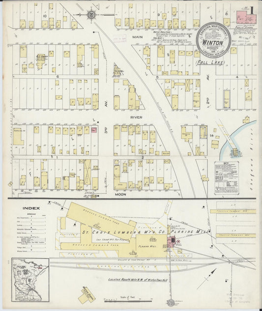 Sanborn Fire Insurance Map from Winton, Saint Louis County, Minnesota (1914), Sheet #0001 - Historic Sanborn Fire Insurance Map Print, vintage old map wall art, antique decor, genealogy gift, Minnesota Minnesota map