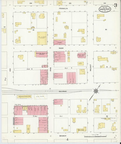 Sanborn Fire Insurance Map from Spring Hope, Nash County, North Carolina (1911), Sheet #0003 - Complete Map Set gallery image, historic Sanborn map, vintage wall art, North Carolina North Carolina