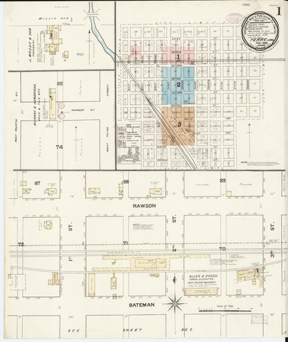 Sanborn Fire Insurance Map from Perry, Dallas County, Iowa (1888), Sheet #0001 - Historic Sanborn Fire Insurance Map Print, vintage old map wall art