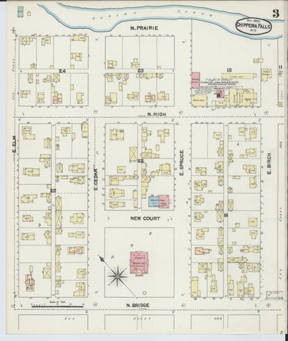 Sanborn Fire Insurance Map from Chippewa Falls, Chippewa County, Wisconsin (1890), Sheet #0003 - Complete Map Set gallery image, historic Sanborn map, vintage wall art, Wisconsin Wisconsin