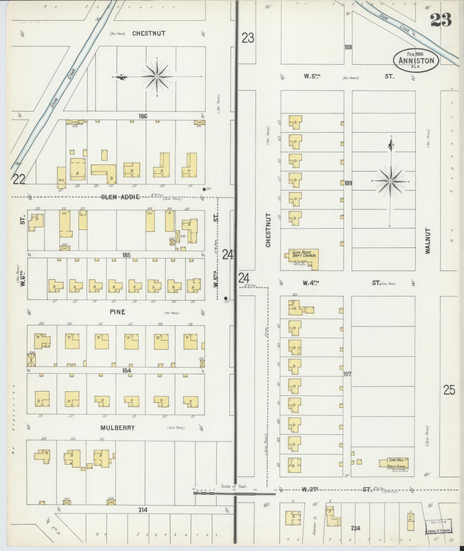 Sanborn Fire Insurance Map from Anniston, Calhoun County, Alabama (1900), Sheet #0023 - Complete Map Set gallery image, historic Sanborn map, vintage wall art, Alabama Alabama