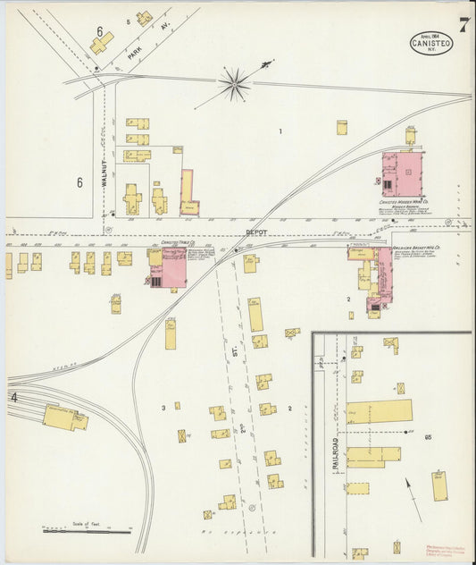 Sanborn Fire Insurance Map from Canisteo, Steuben County, New York (1904), Sheet #0007 - Historic Sanborn Fire Insurance Map Print, vintage old map wall art, antique decor, genealogy gift, New York New York map